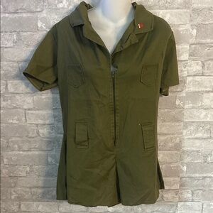 Olive Green Short Sleeve Jumpsuit